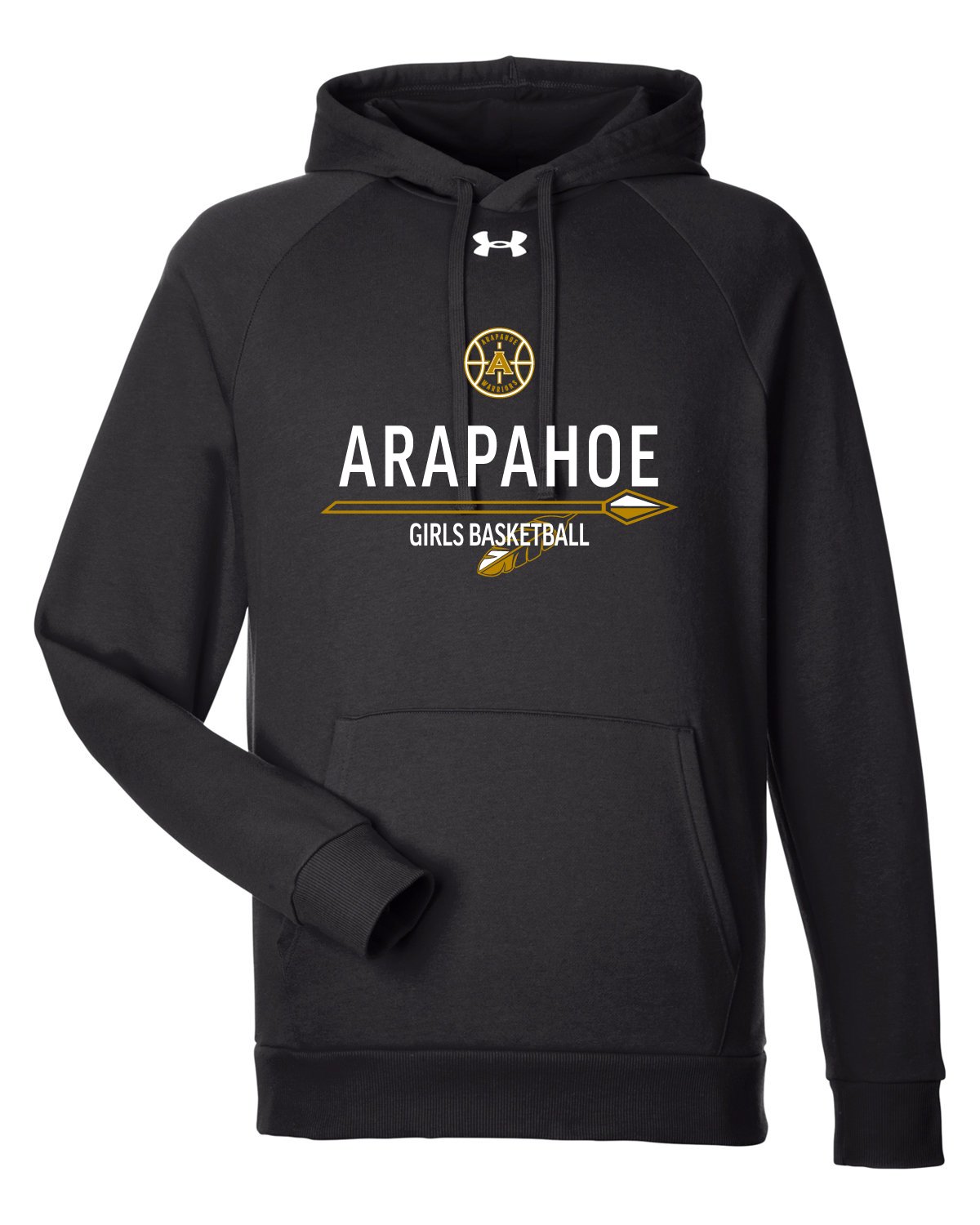 New! Arapahoe Girls Basketball - Under Armour Men's Rival Fleece Hooded Sweatshirt - 1379757 - IMS Apparel 1379757 - Black - S
