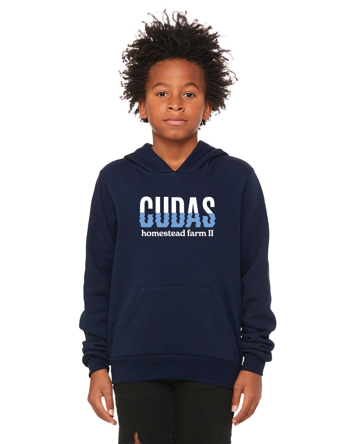 3719Y Bella + Canvas Navy Youth Sponge Fleece Pullover Hooded Sweatshirt - IMS Apparel