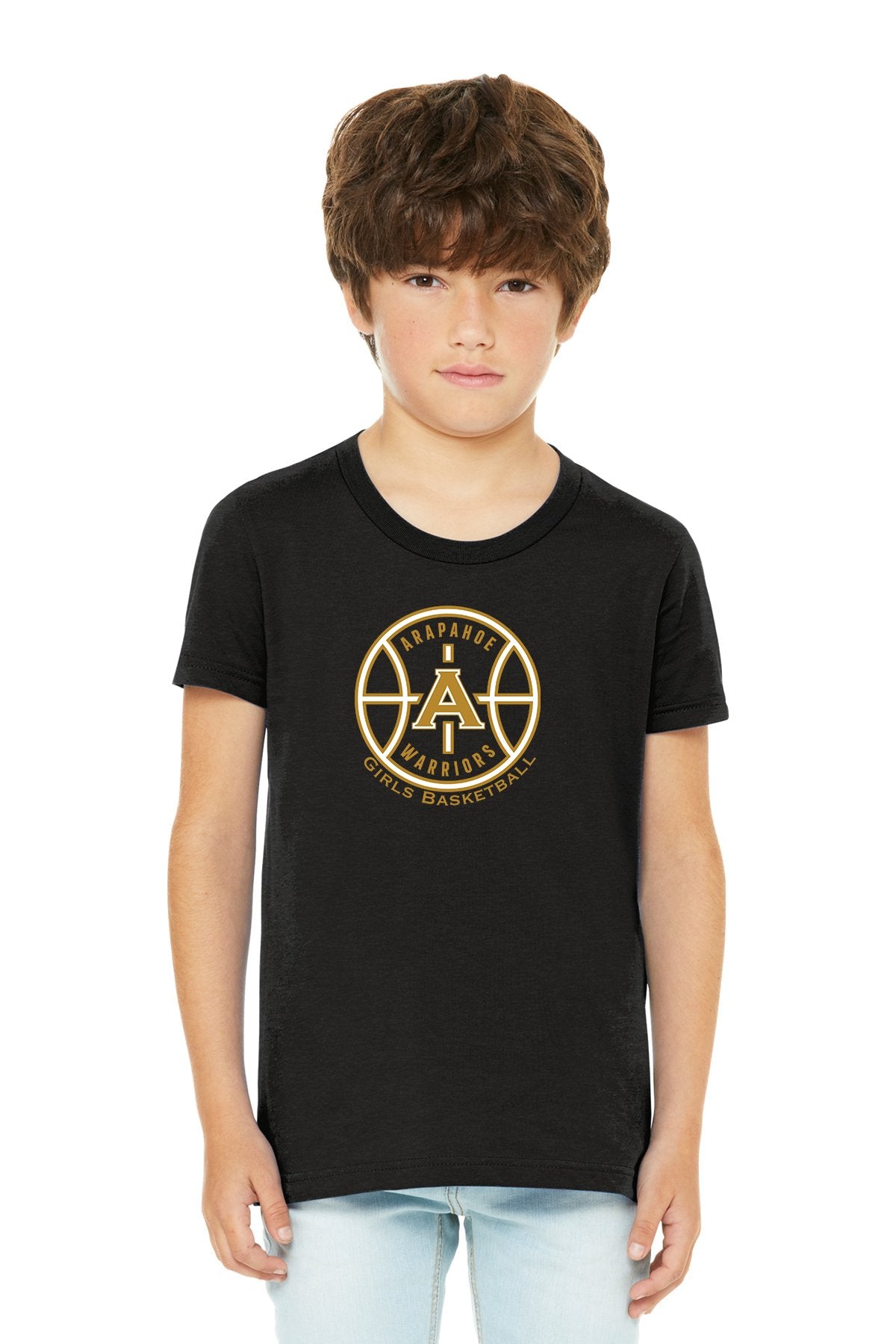 Arapahoe Girls Basketball - Youth Athletic Heather CVC Tee T-Shirt - IMS Apparel BC3001YCVCBlack-S