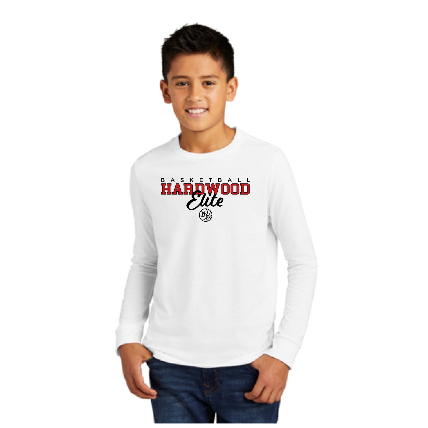 Hardwood - District Youth Long Sleeve Shirt - White DT132Y - IMS Apparel Hardwood_DT132Y_White_Small