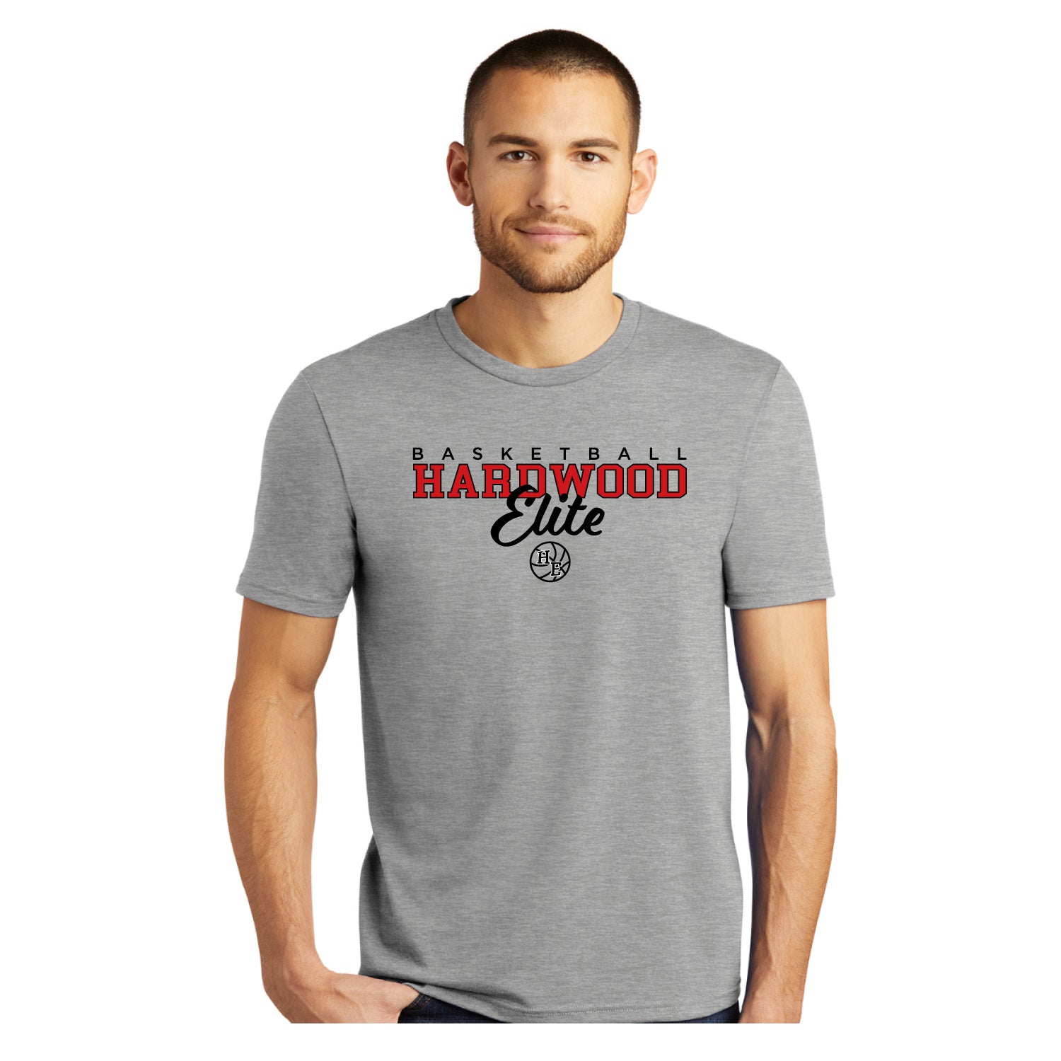 Hardwood - Men's District ® Perfect Tri ® Tee - Heather Grey DM130 - IMS Apparel DM130 Hardwood_Heather Grey_Small