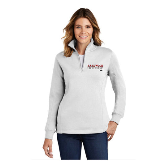 Hardwood - Sport - Tek® Women’s 1/4 - Zip Sweatshirt - White LST253 - IMS Apparel Hardwood_LST253_white_Small