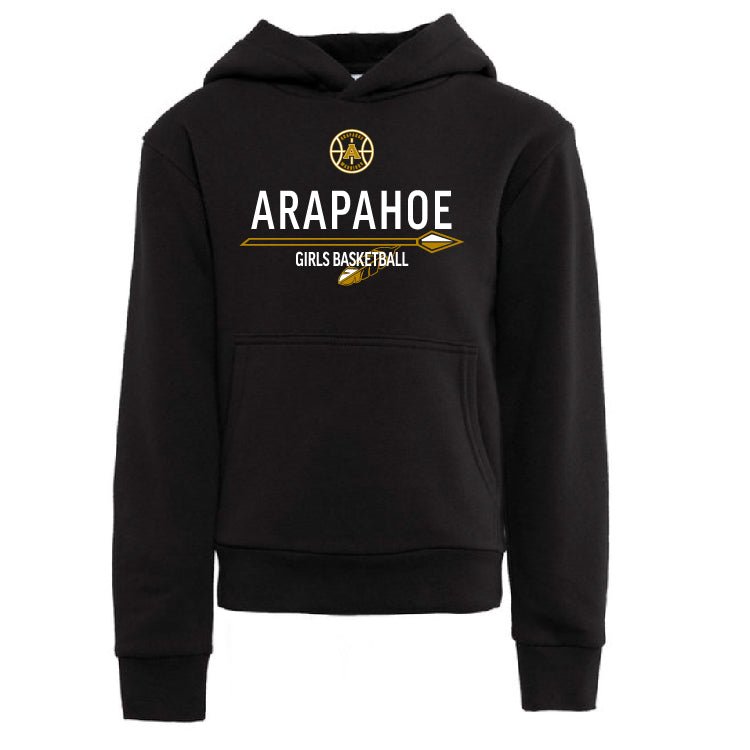 NEW! Arapahoe Girls Basketball - 9113 Next Level Apparel Youth Fleece Pullover Hooded Sweatshirt - IMS Apparel AHS_9113_Next_Level_black_S