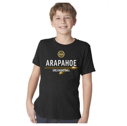 NEW! Arapahoe Girls Basketball - N6310 Next Level Apparel Youth Triblend Crew - IMS Apparel N6310_VintageBlack_S