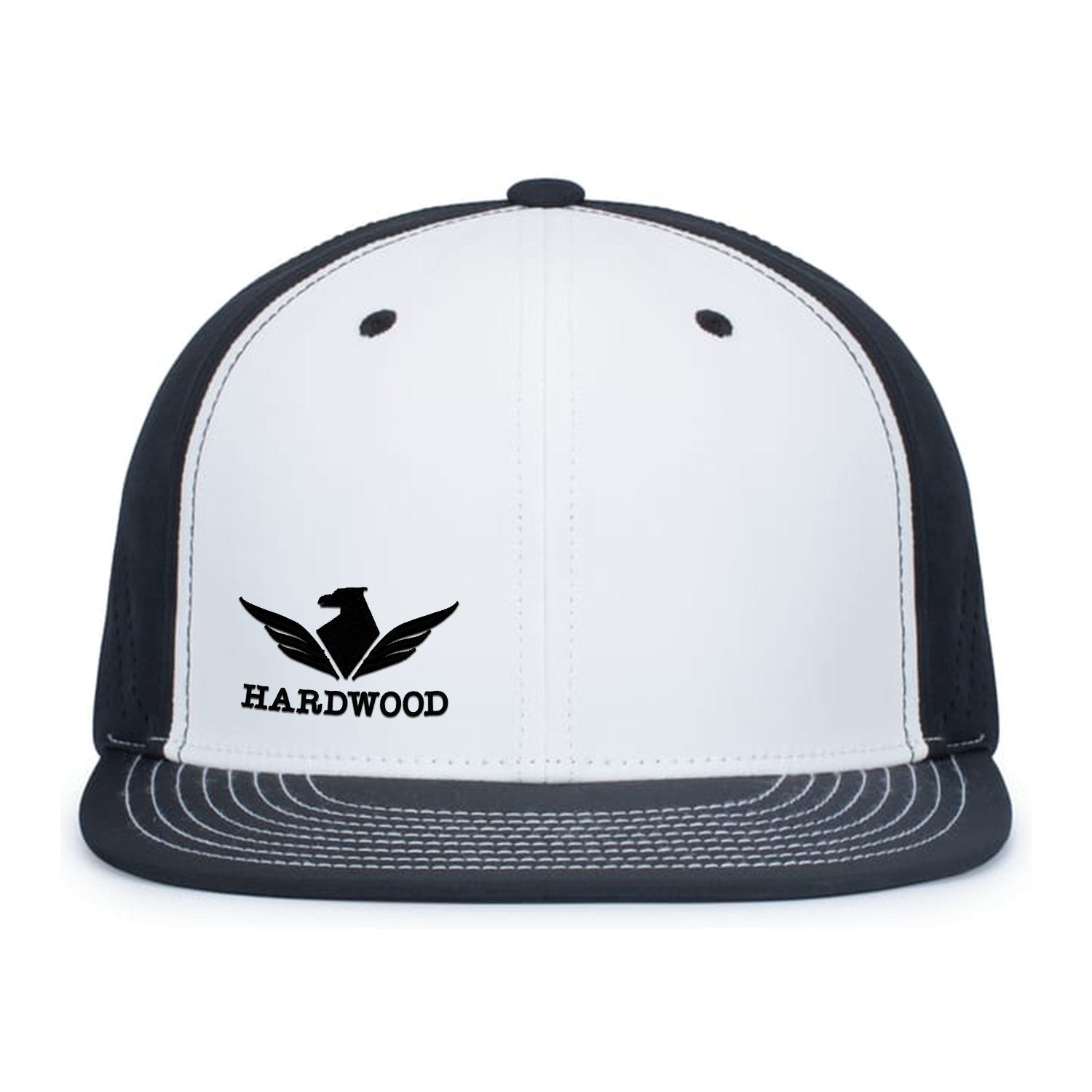 Sale! Hardwood Basketball - Flex Fit Premium Hat - Pacific Headwear White/Black/Black - ES471 - IMS Apparel HardwoodHat - White/Black/Black - 505