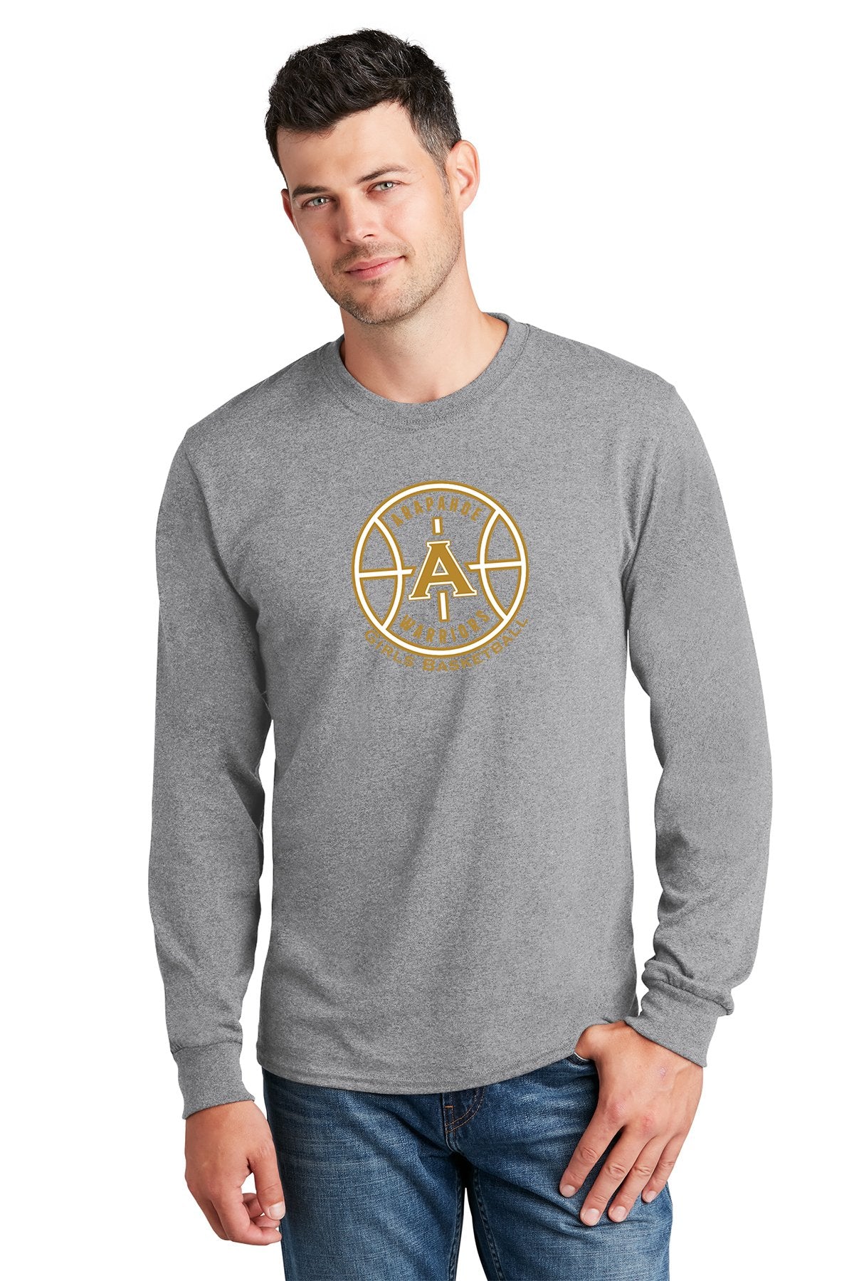 Arapahoe Girls Basketball - Adult Long Sleeve Core Cotton Tee - IMS Apparel PC54LSGrey-S