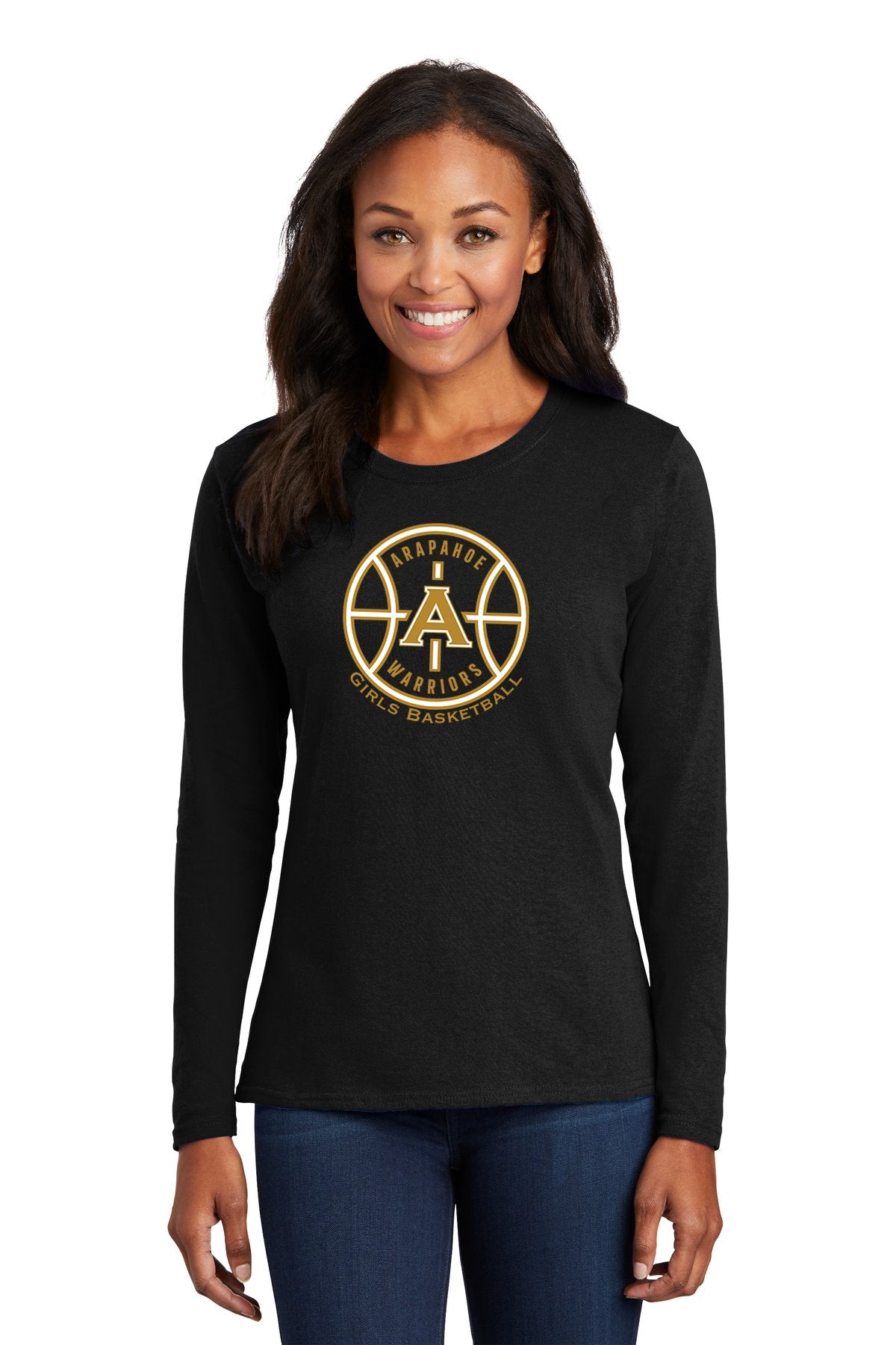 Arapahoe Girls Basketball - Ladies Long Sleeve Core Cotton Tee - IMS Apparel LPC54LSBlack-S