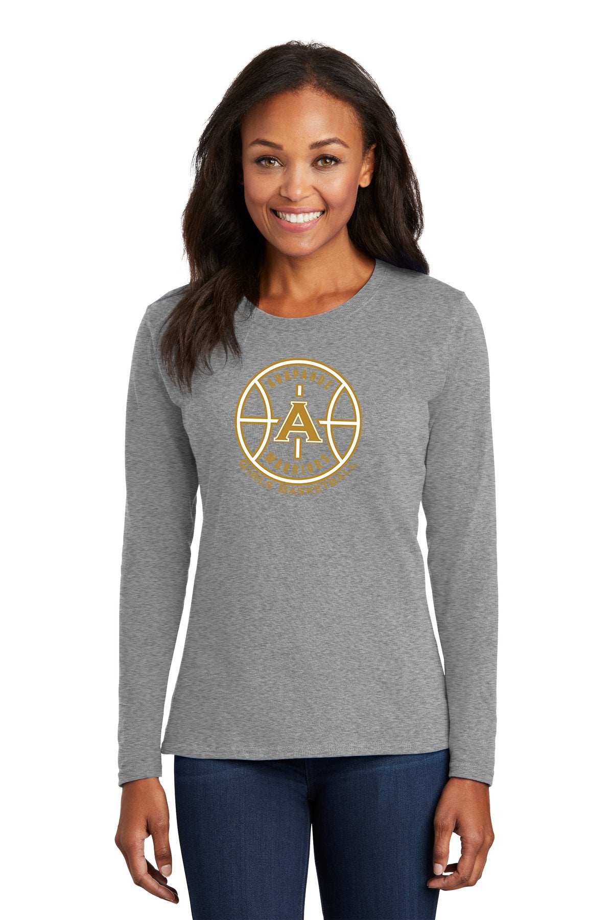 Arapahoe Girls Basketball - Ladies Long Sleeve Core Cotton Tee - IMS Apparel LPC54LSGrey-S