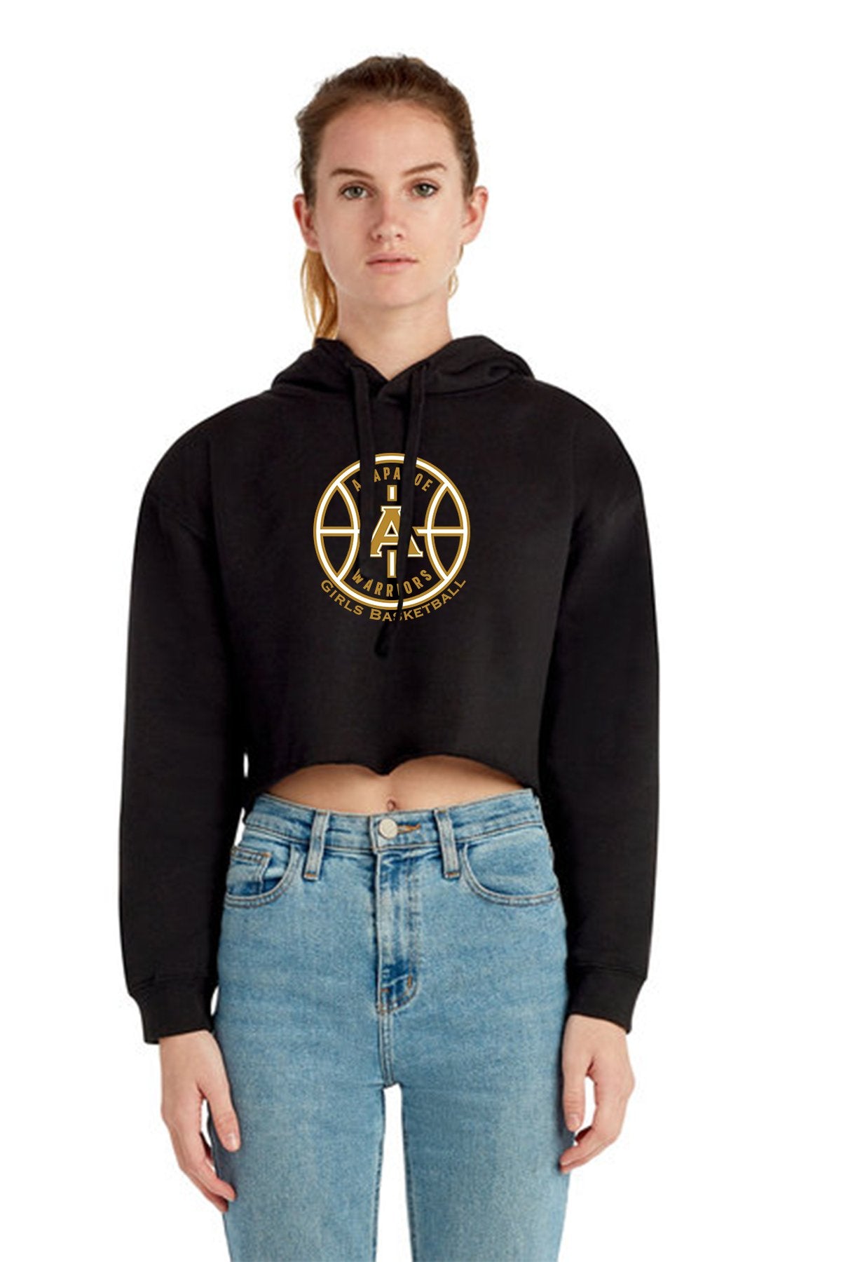 Arapahoe Girls Basketball - Lane Seven Ladies' Cropped Fleece Hoodie - IMS Apparel LS12000-Black-S