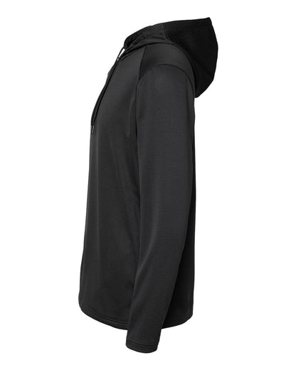 Hardwood - Adidas - Textured Mixed Media Hooded Sweatshirt - Black - IMS Apparel A530Black-S