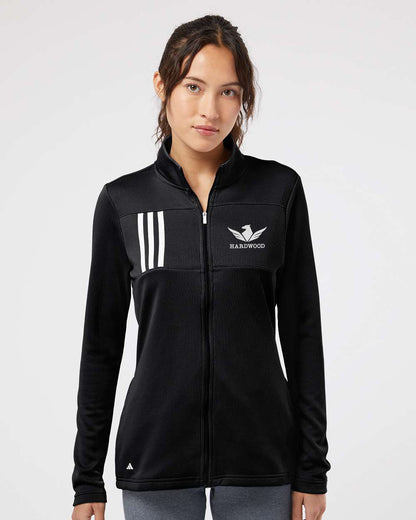 Hardwood - Adidas - Women's 3-Stripes Double Knit Full-Zip - IMS Apparel A483-Black-Small