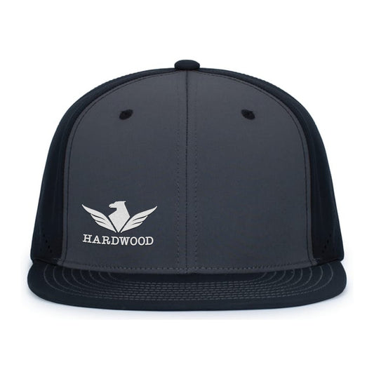 Hardwood Basketball - Flex Fit Premium Hat - Pacific Headwear Graphite/Black/Black - ES471 - IMS Apparel HardwoodHat-Graphite/Black/Black-L80